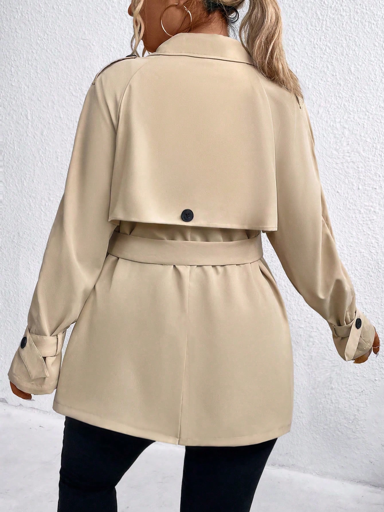 In Long Sleeve Plus Size Trench Coats