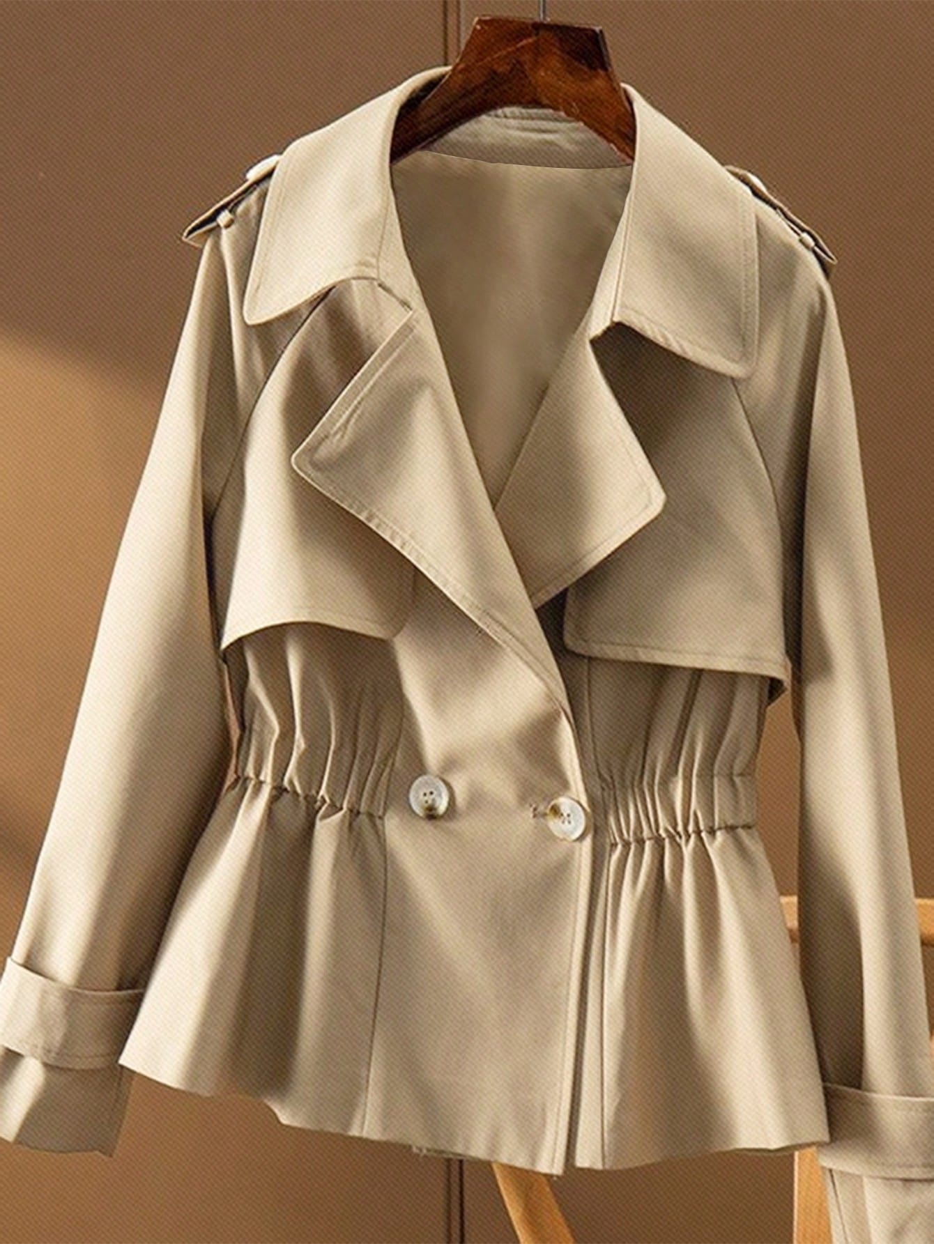 In Long Sleeve Plus Size Trench Coats