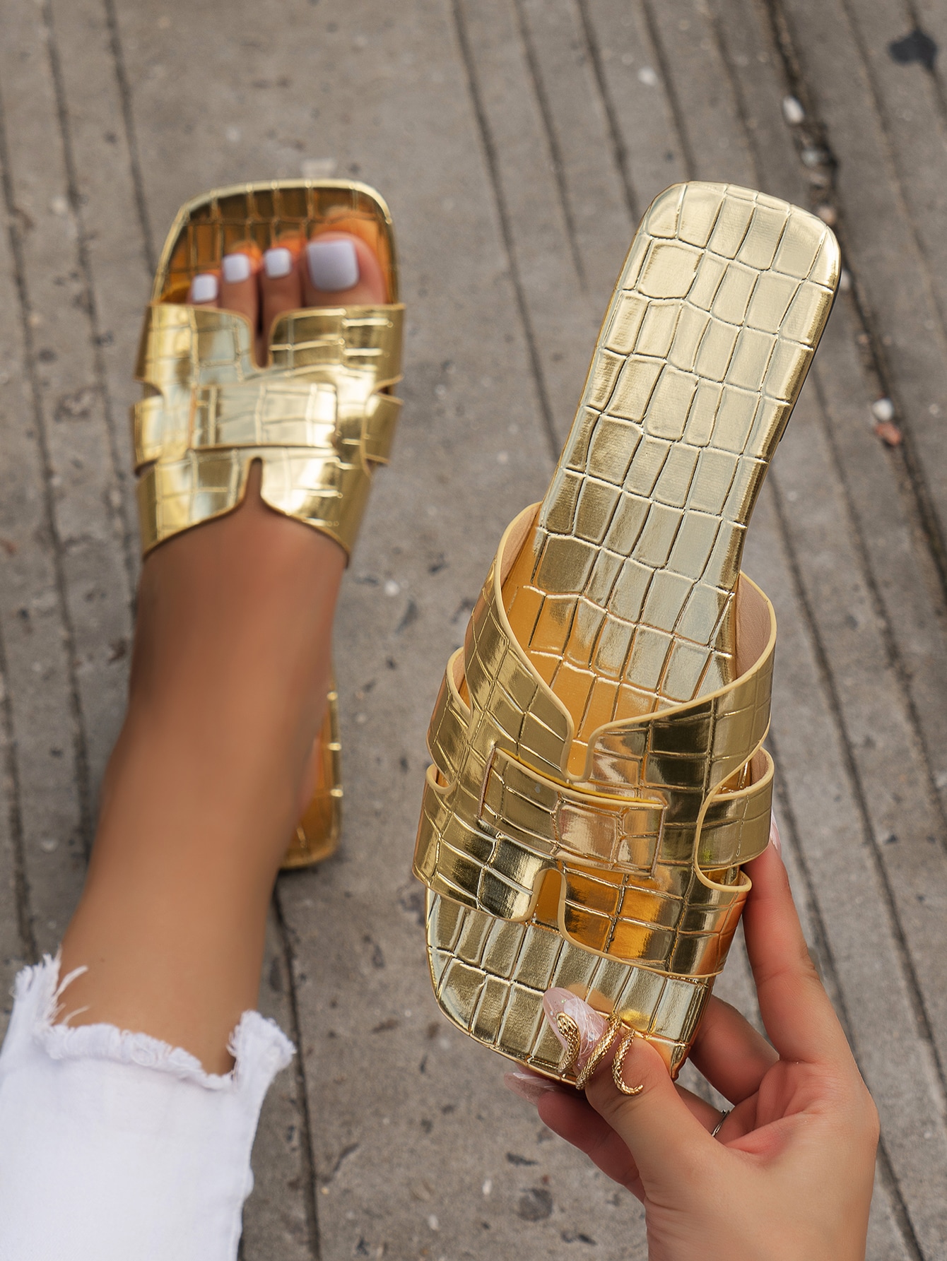 In Gold Women Slippers