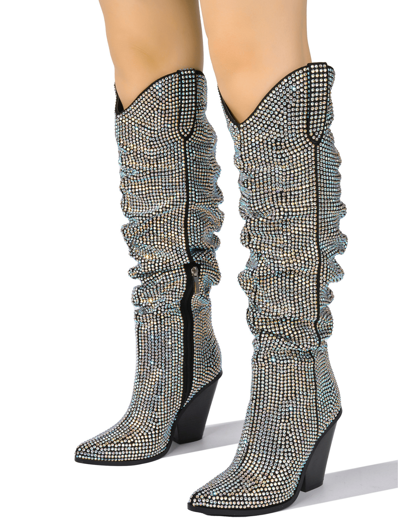 In Silver Women Knee-High Boots