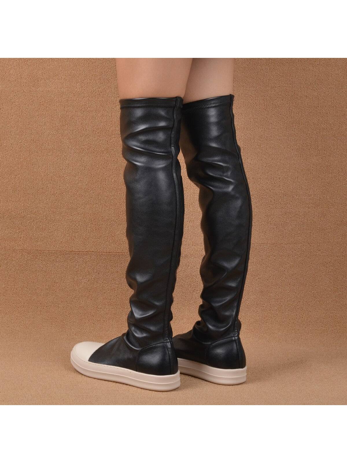 In Black Women Knee-High Boots