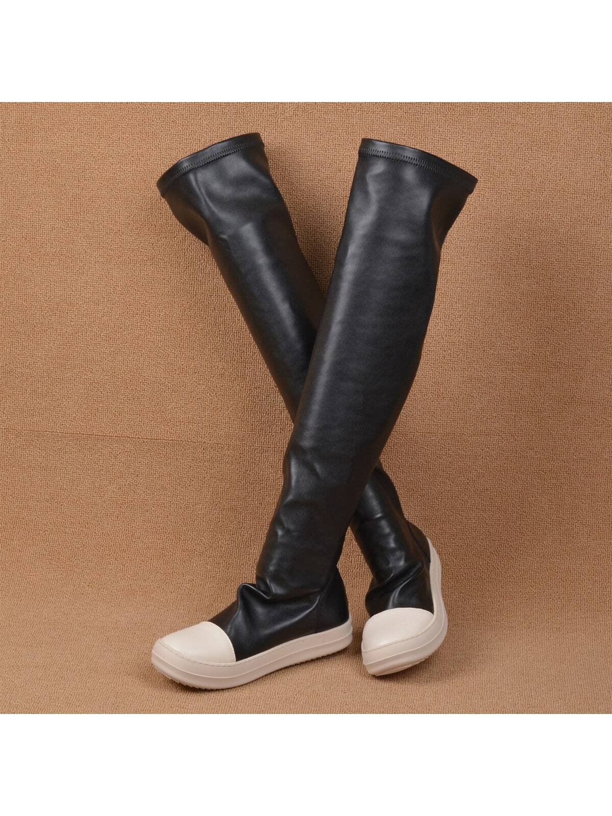 In Black Women Knee-High Boots