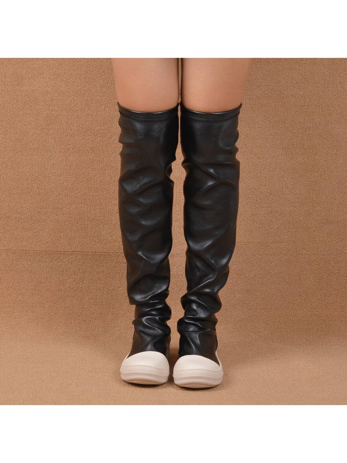 In Black Women Knee-High Boots