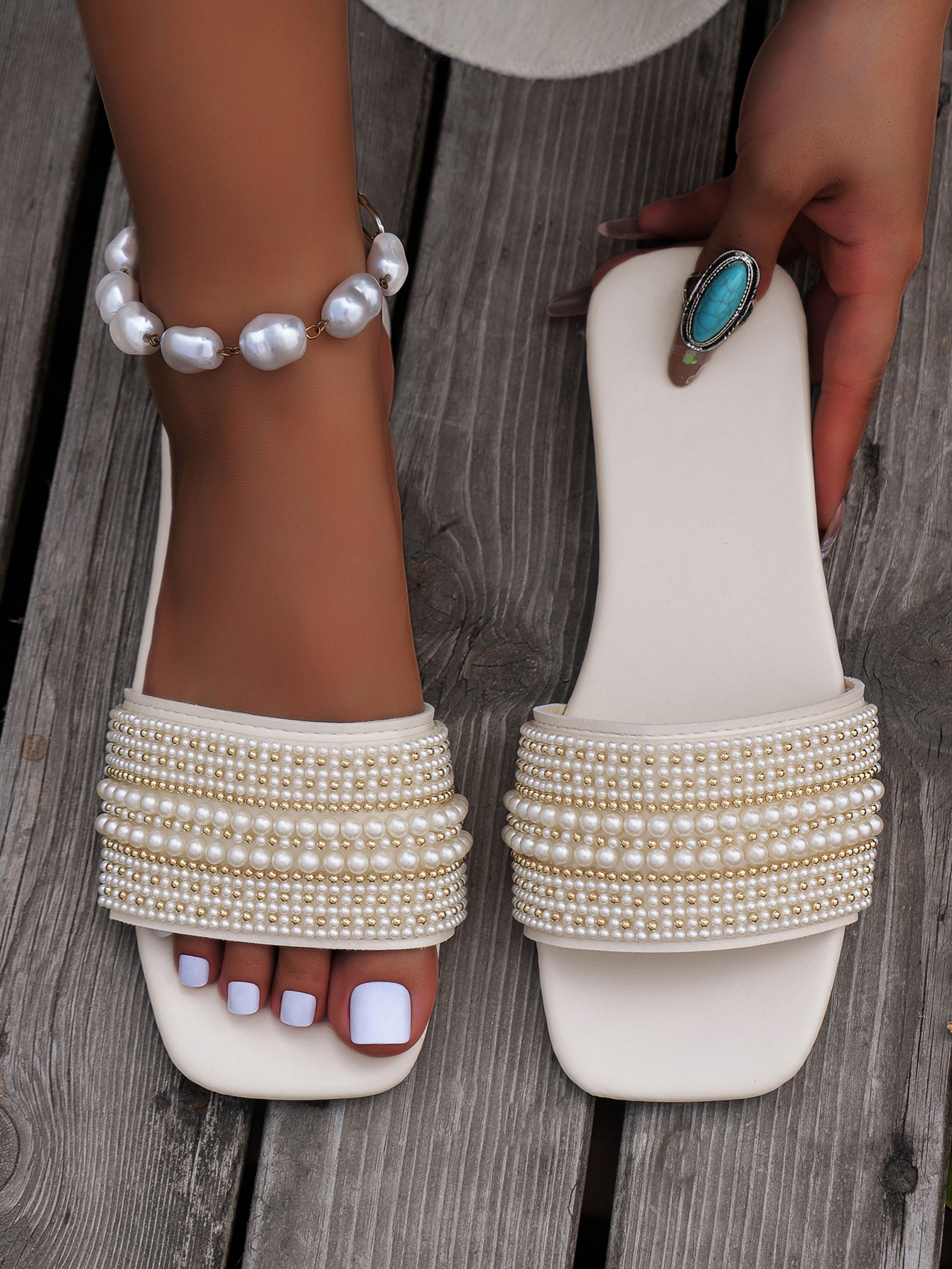 In White Women Flat Sandals