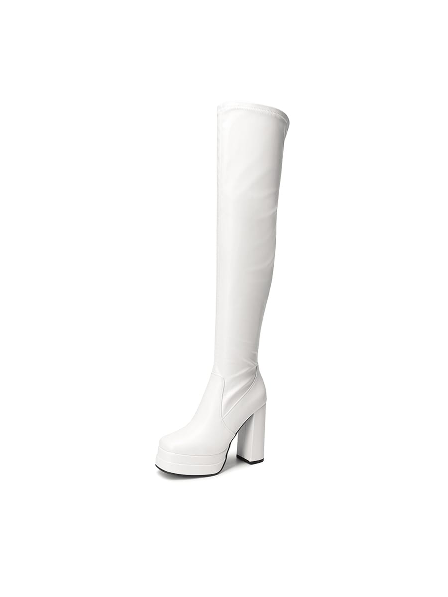 In White Women Over-the-Knee Boots