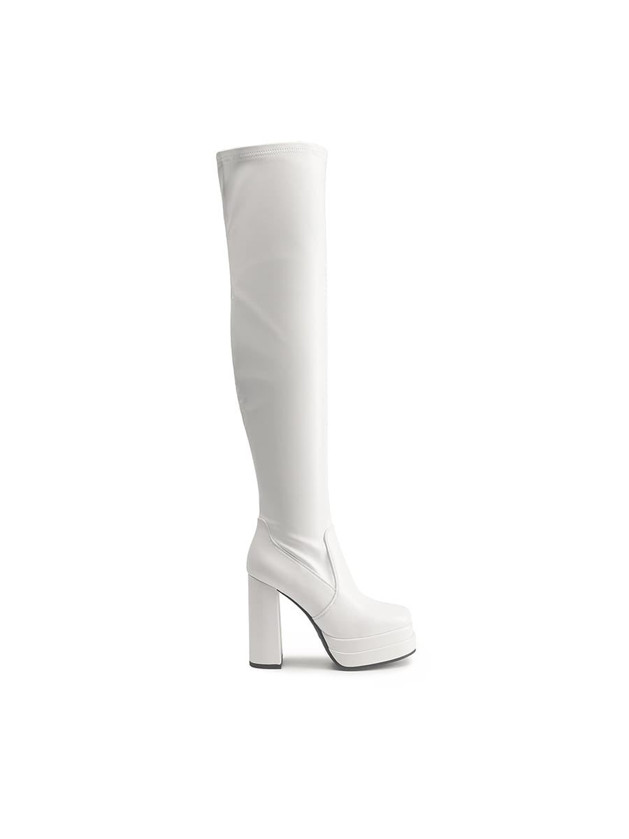 In White Women Over-the-Knee Boots