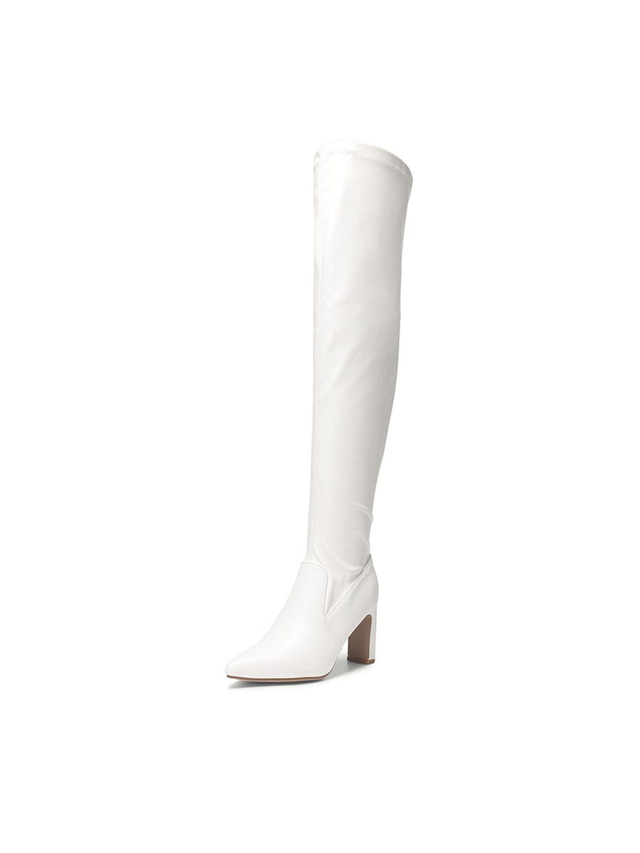 In White Women Over-the-Knee Boots