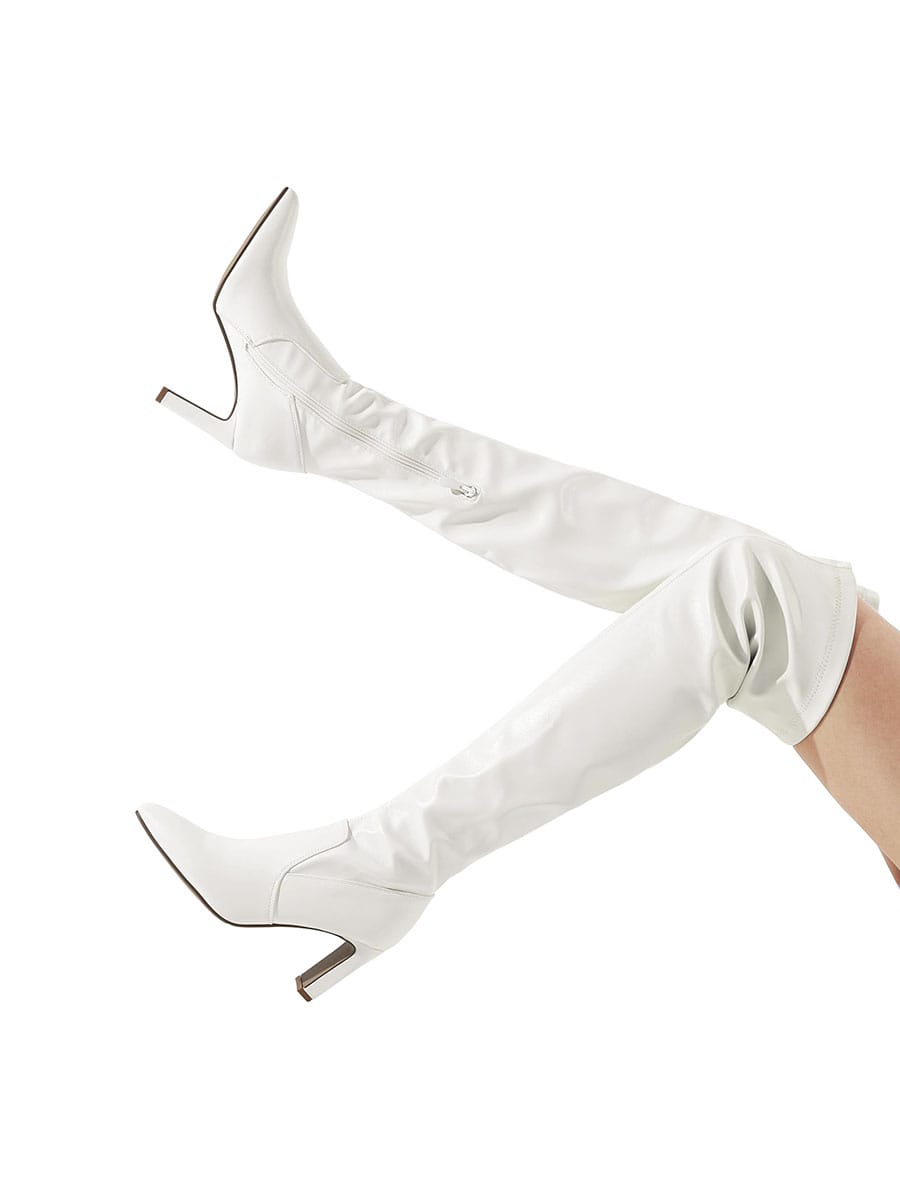 In White Women Over-the-Knee Boots