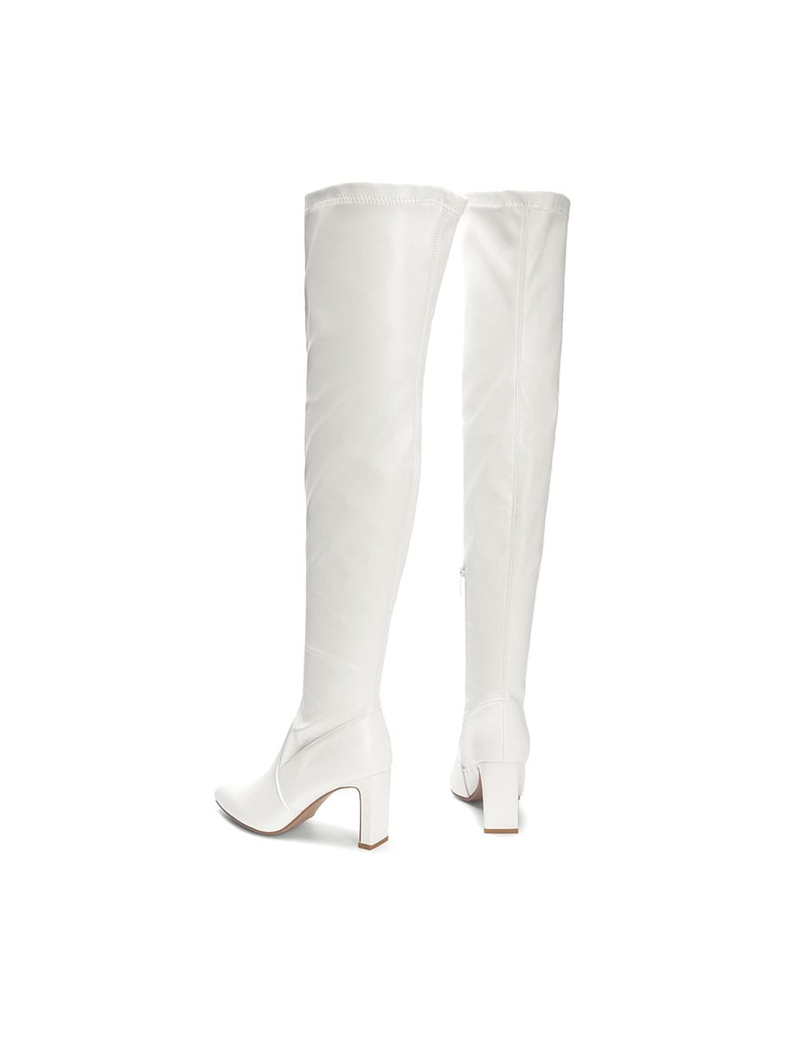 In White Women Over-the-Knee Boots