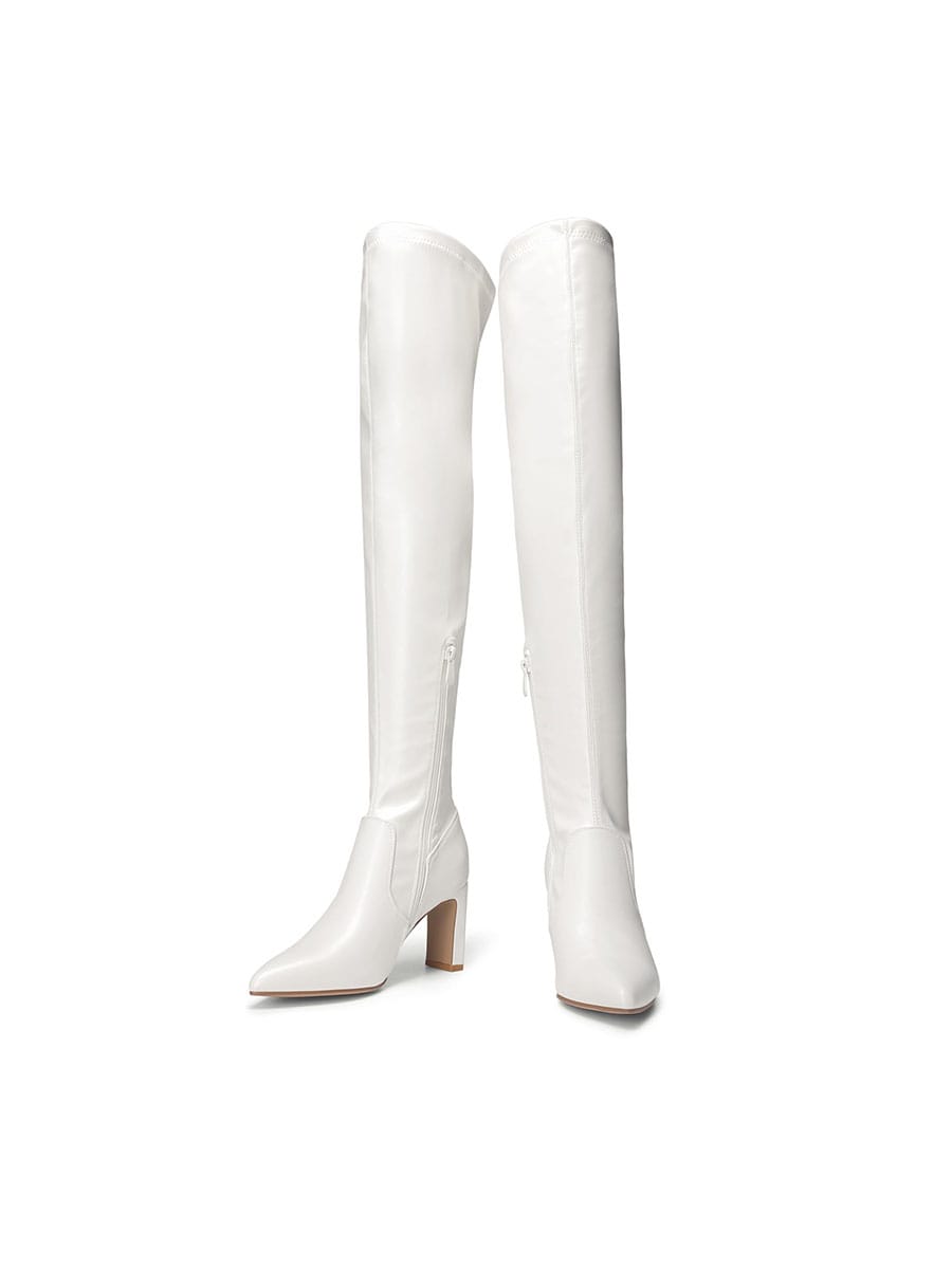 In White Women Over-the-Knee Boots