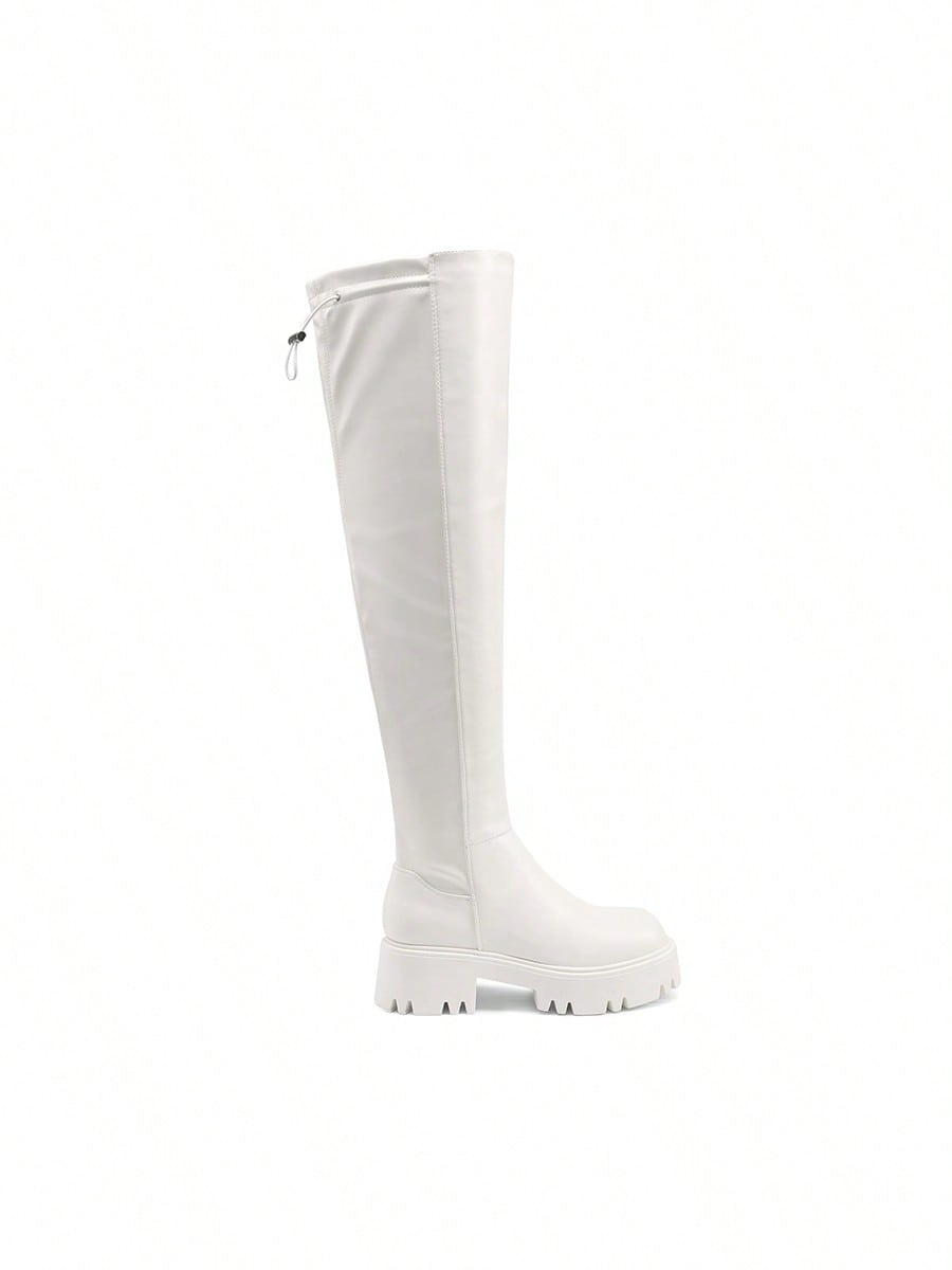 In White Women Over-the-Knee Boots