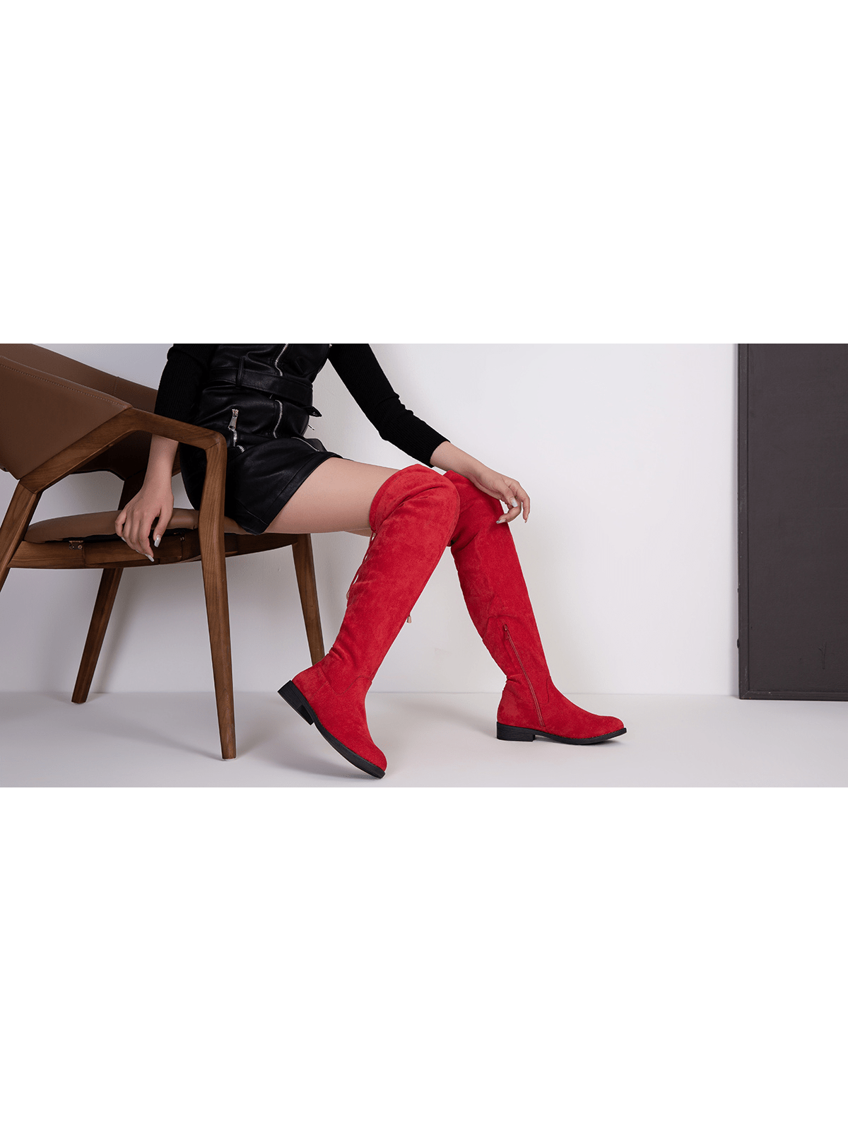 In Red Women Over-the-Knee Boots