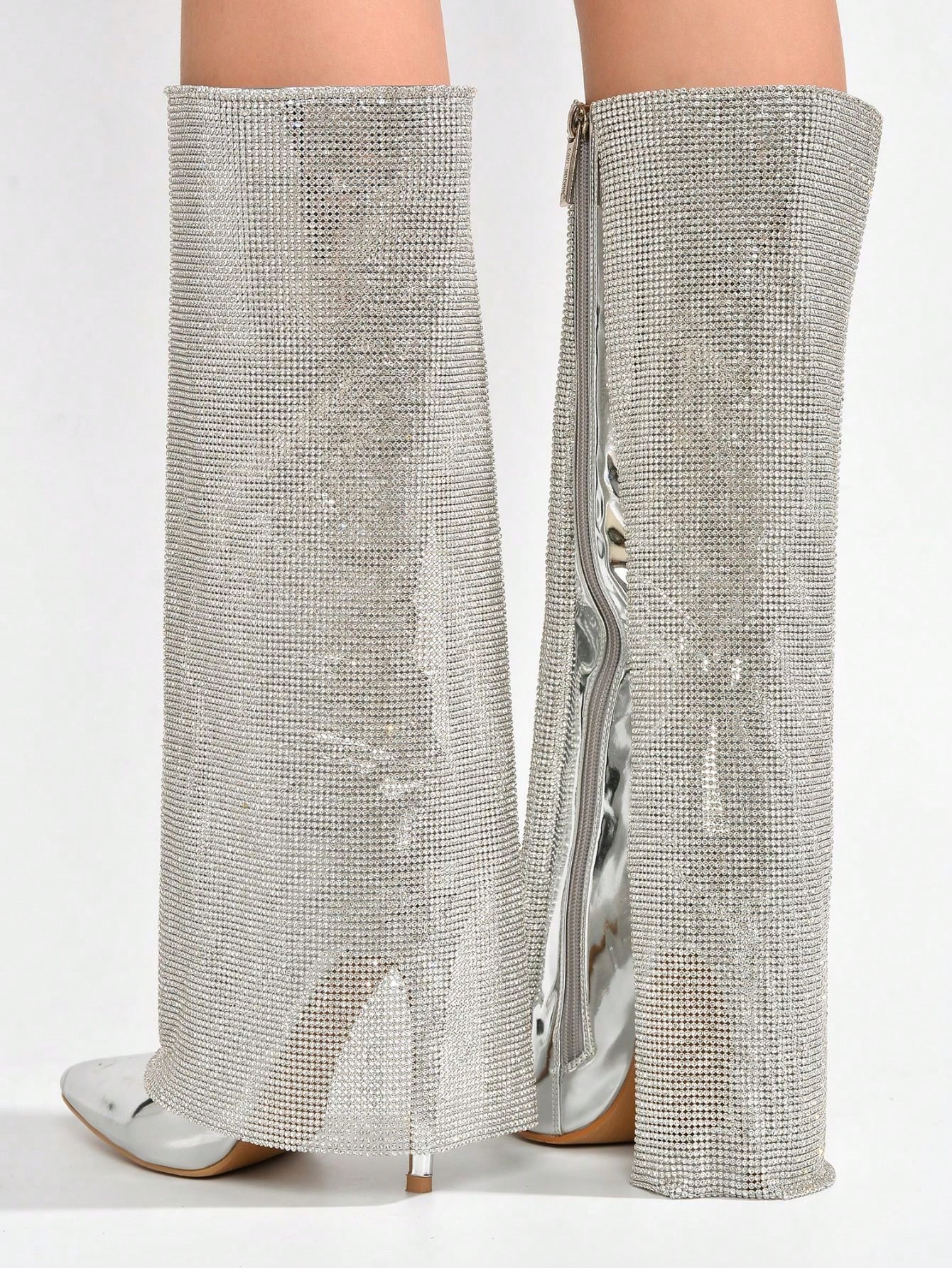 In Silver Women Knee-High Boots