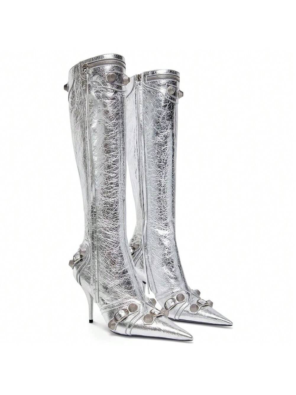 In Silver Women Knee-High Boots