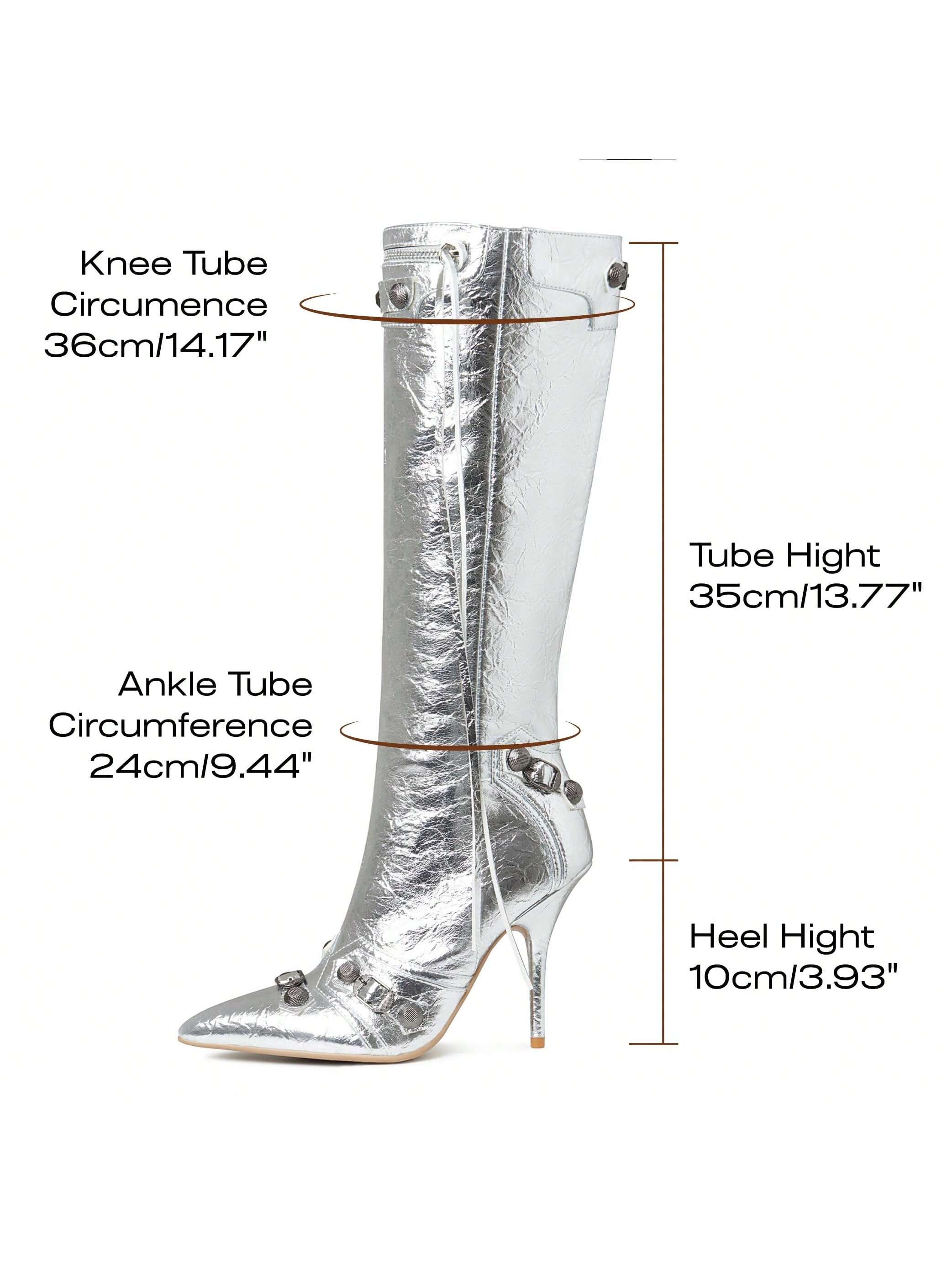 In Silver Women Knee-High Boots