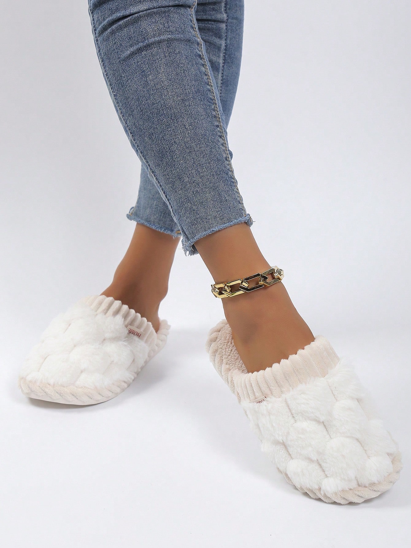 In Beige Women Home Slippers