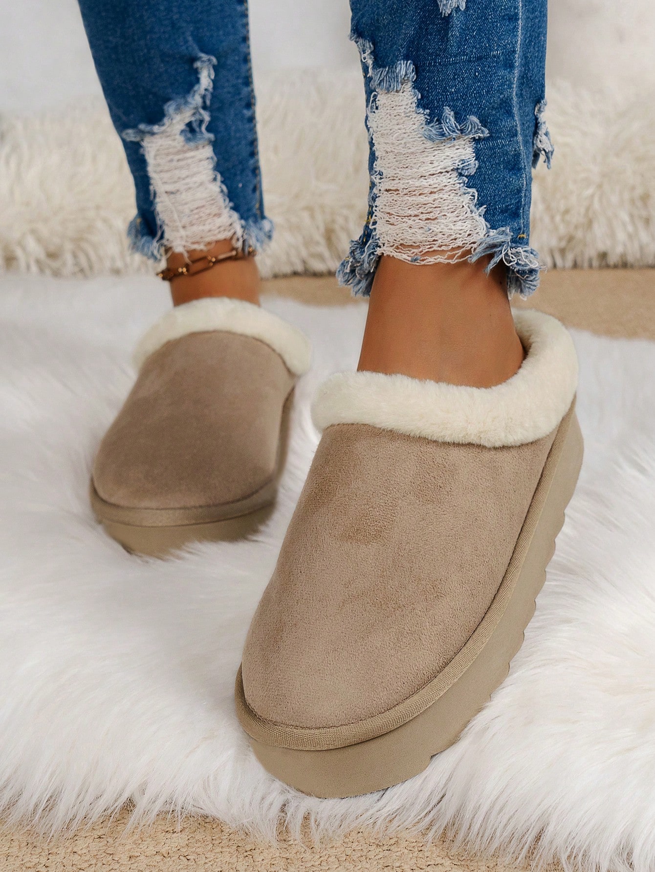 In Beige Women Home Slippers