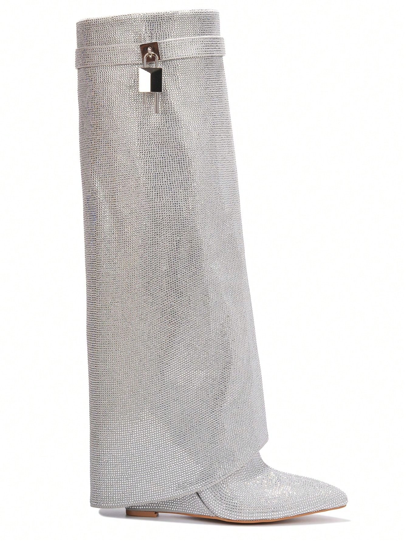 In Silver Women Knee-High Boots