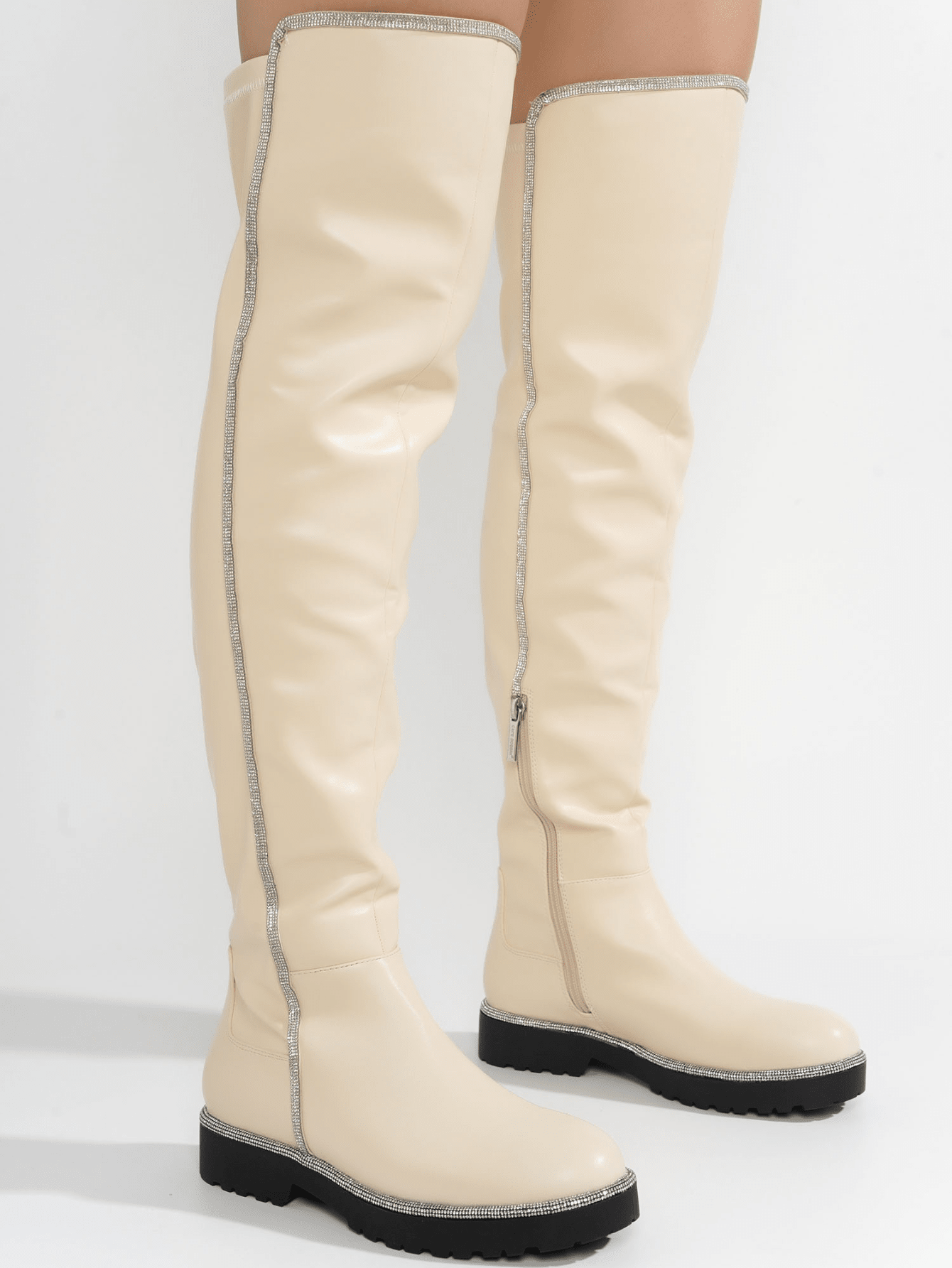 In White Women Over-the-Knee Boots