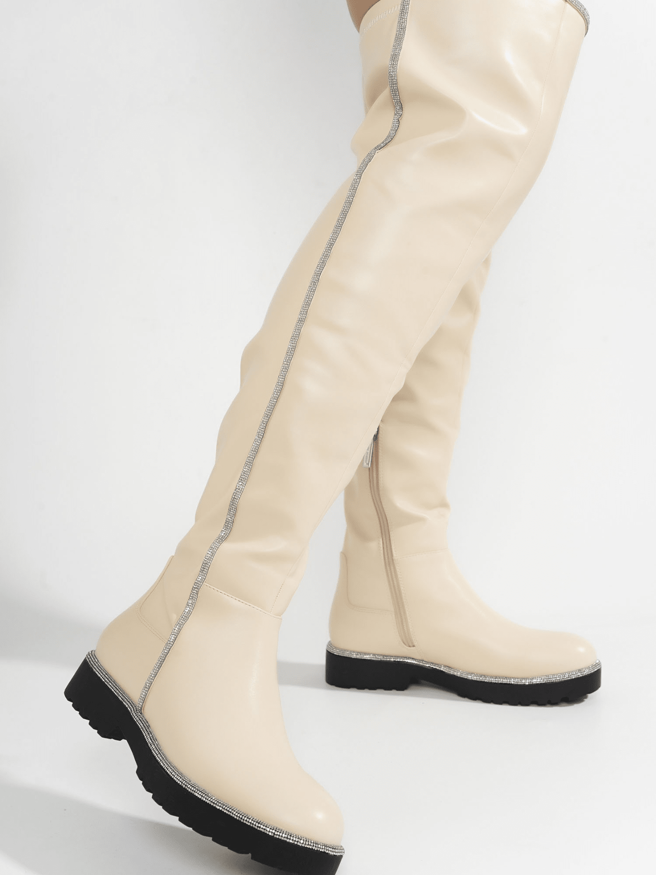 In White Women Over-the-Knee Boots