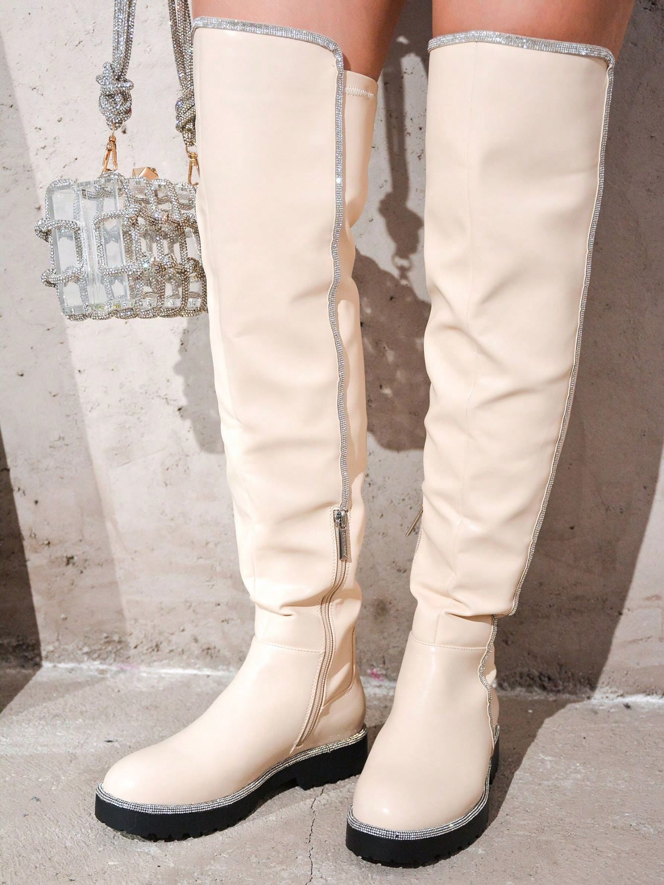 In White Women Over-the-Knee Boots