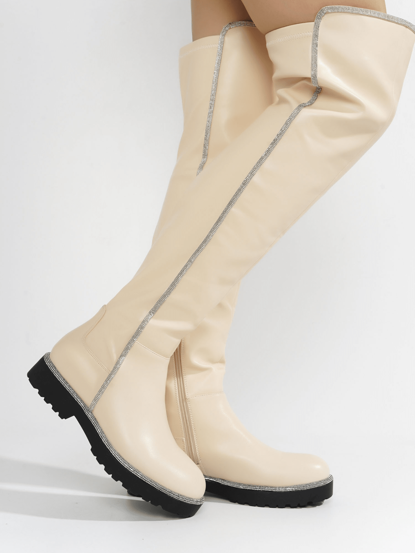 In White Women Over-the-Knee Boots