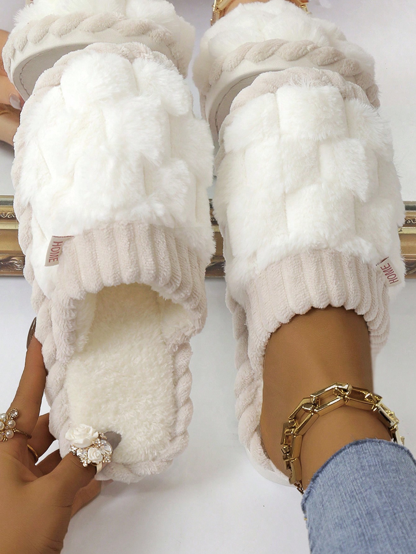 In Beige Women Home Slippers