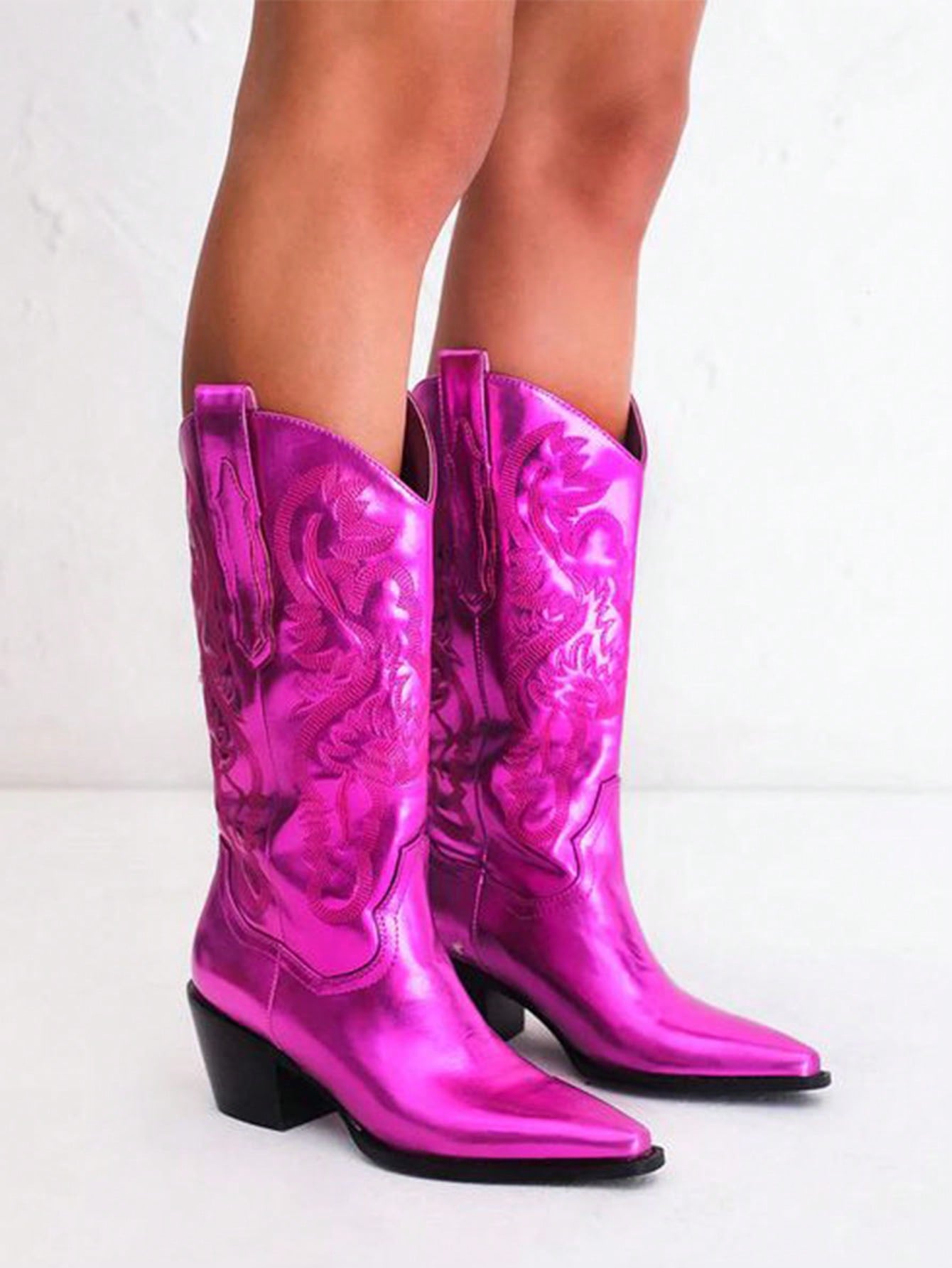 In Hot Pink Women Mid-Calf Boots