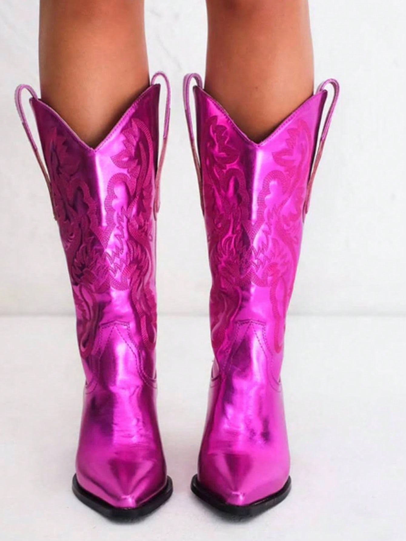 In Hot Pink Women Mid-Calf Boots