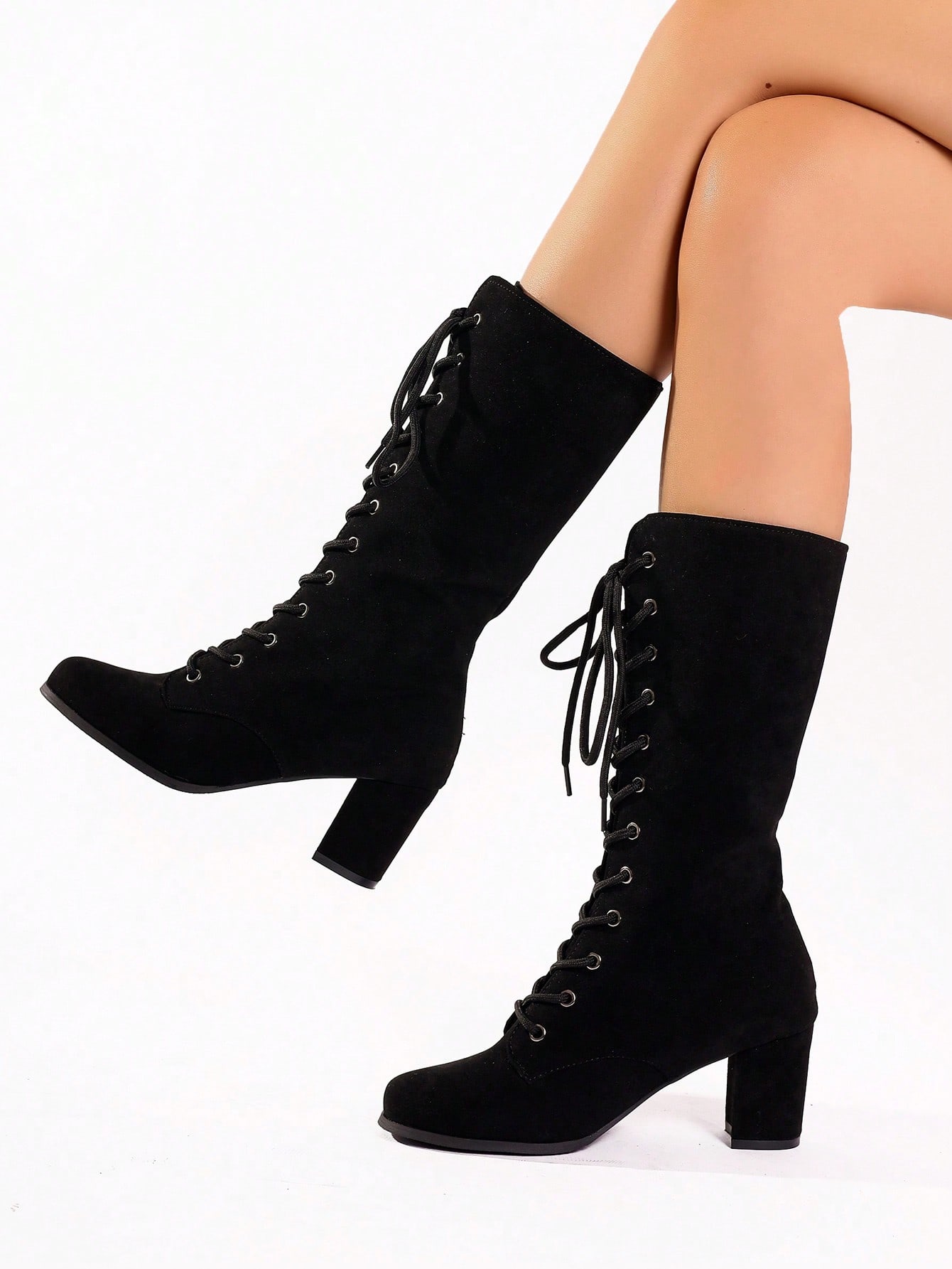 In Black Women Mid-Calf Boots