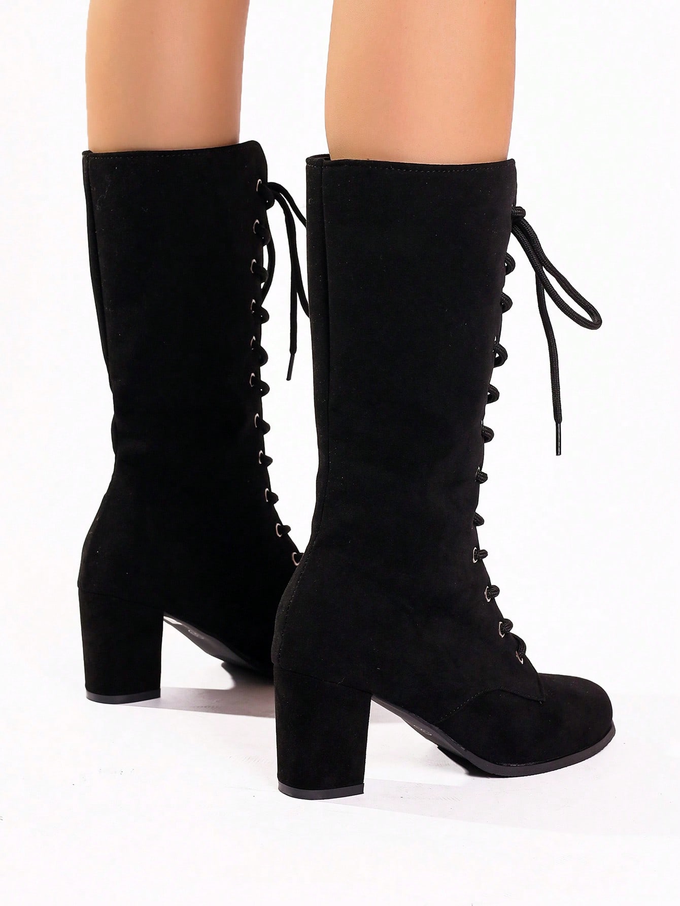 In Black Women Mid-Calf Boots