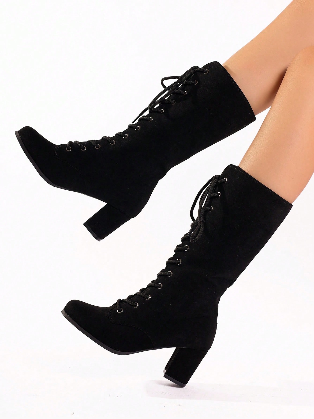 In Black Women Mid-Calf Boots