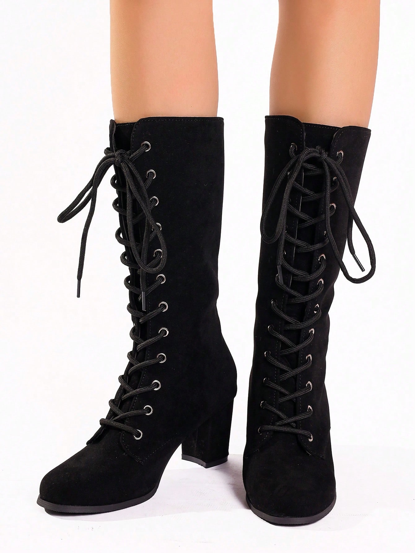 In Black Women Mid-Calf Boots