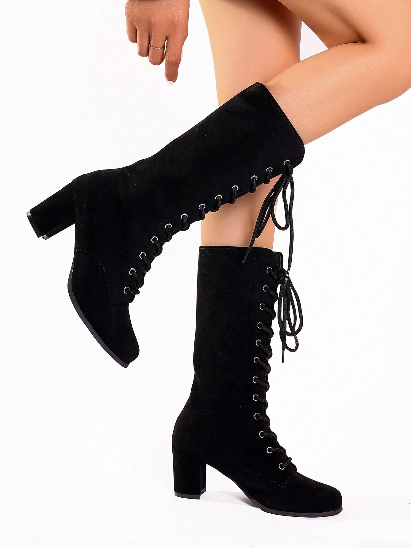 In Black Women Mid-Calf Boots