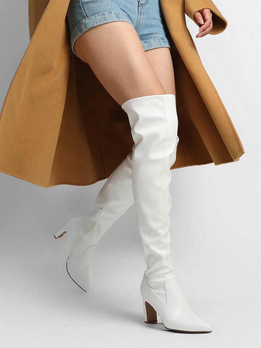 In White Women Over-the-Knee Boots