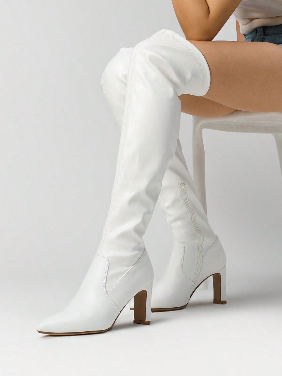 In White Women Over-the-Knee Boots