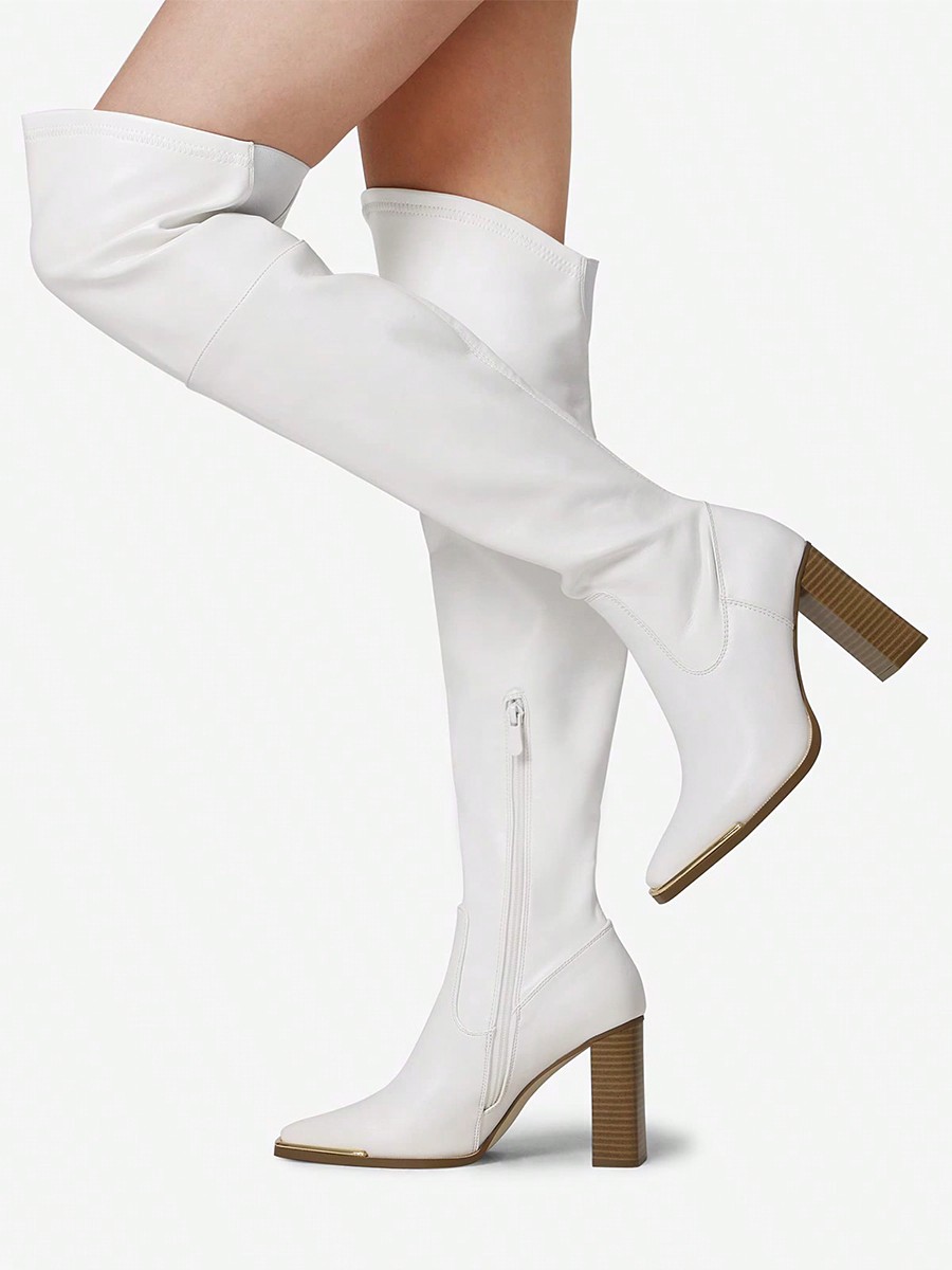 In White Women Over-the-Knee Boots