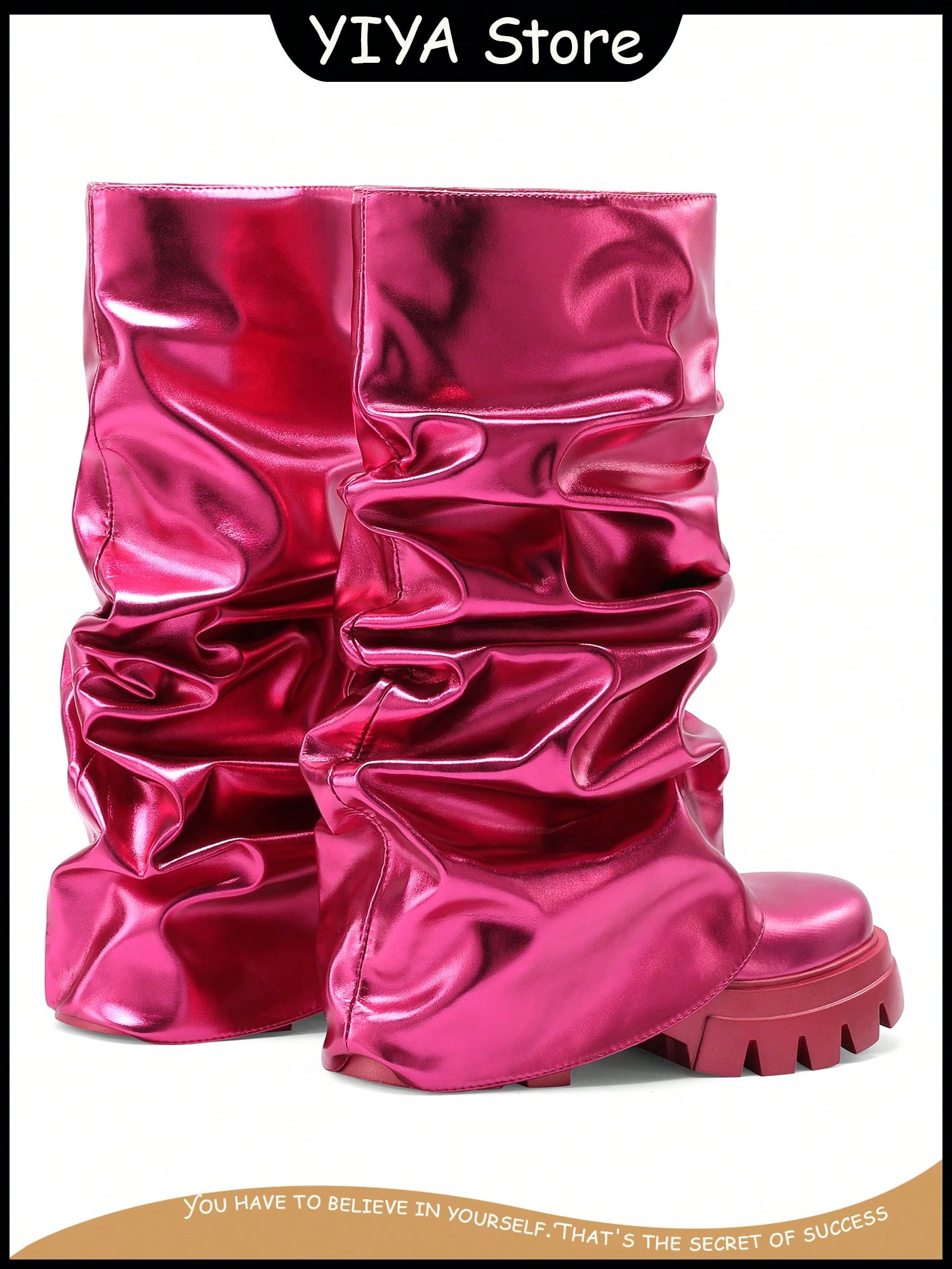 In Hot Pink Women Mid-Calf Boots