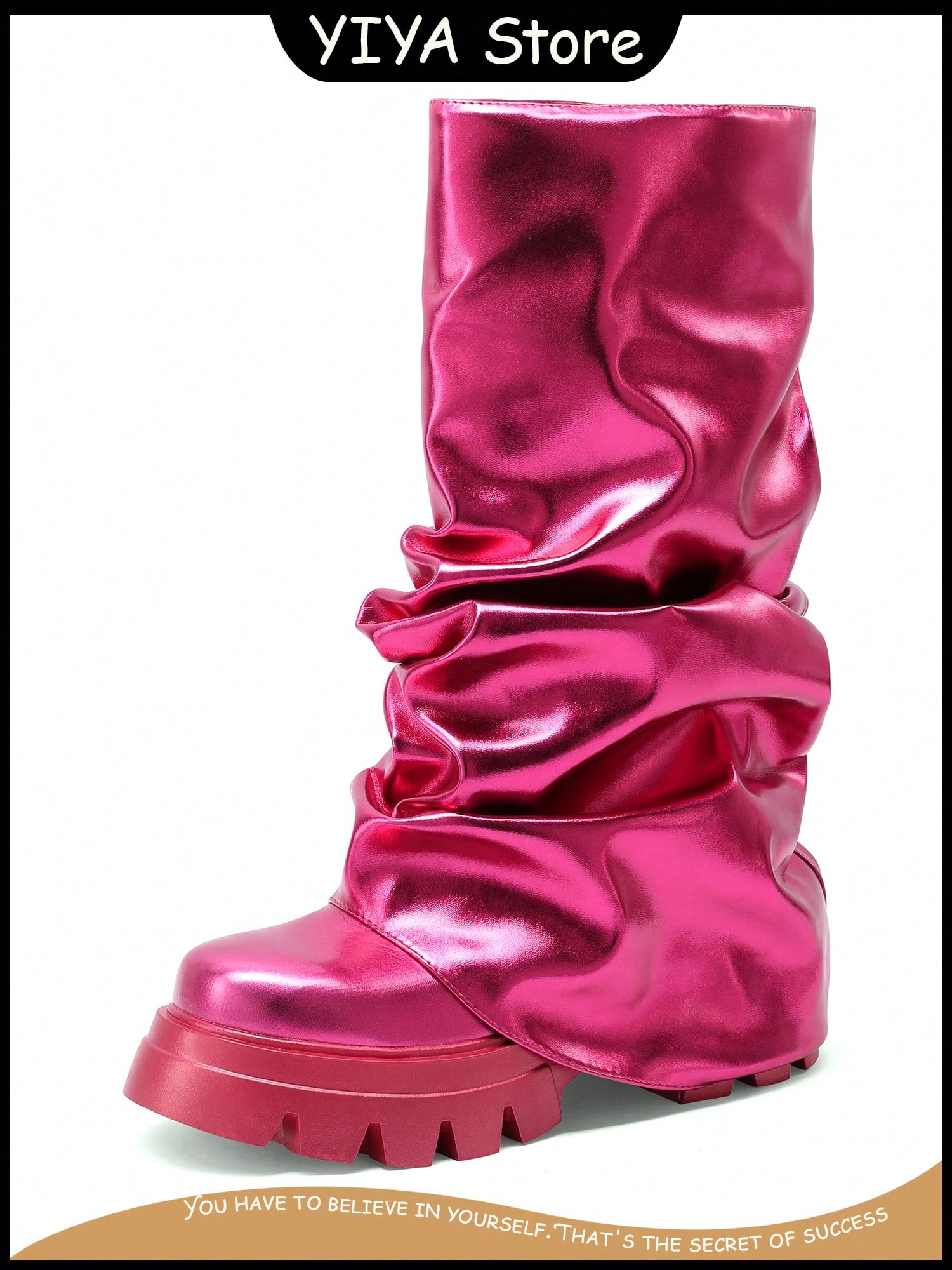 In Hot Pink Women Mid-Calf Boots