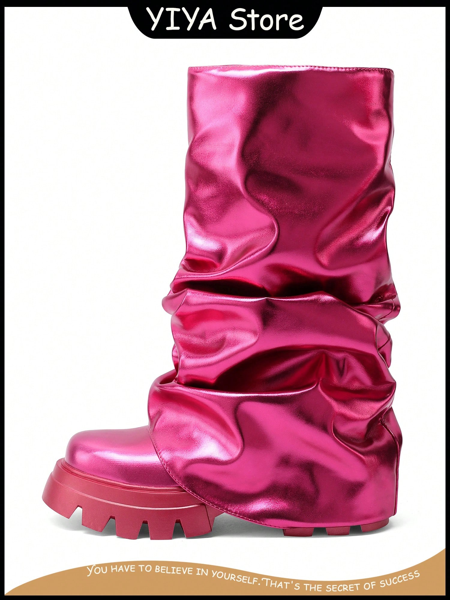 In Hot Pink Women Mid-Calf Boots