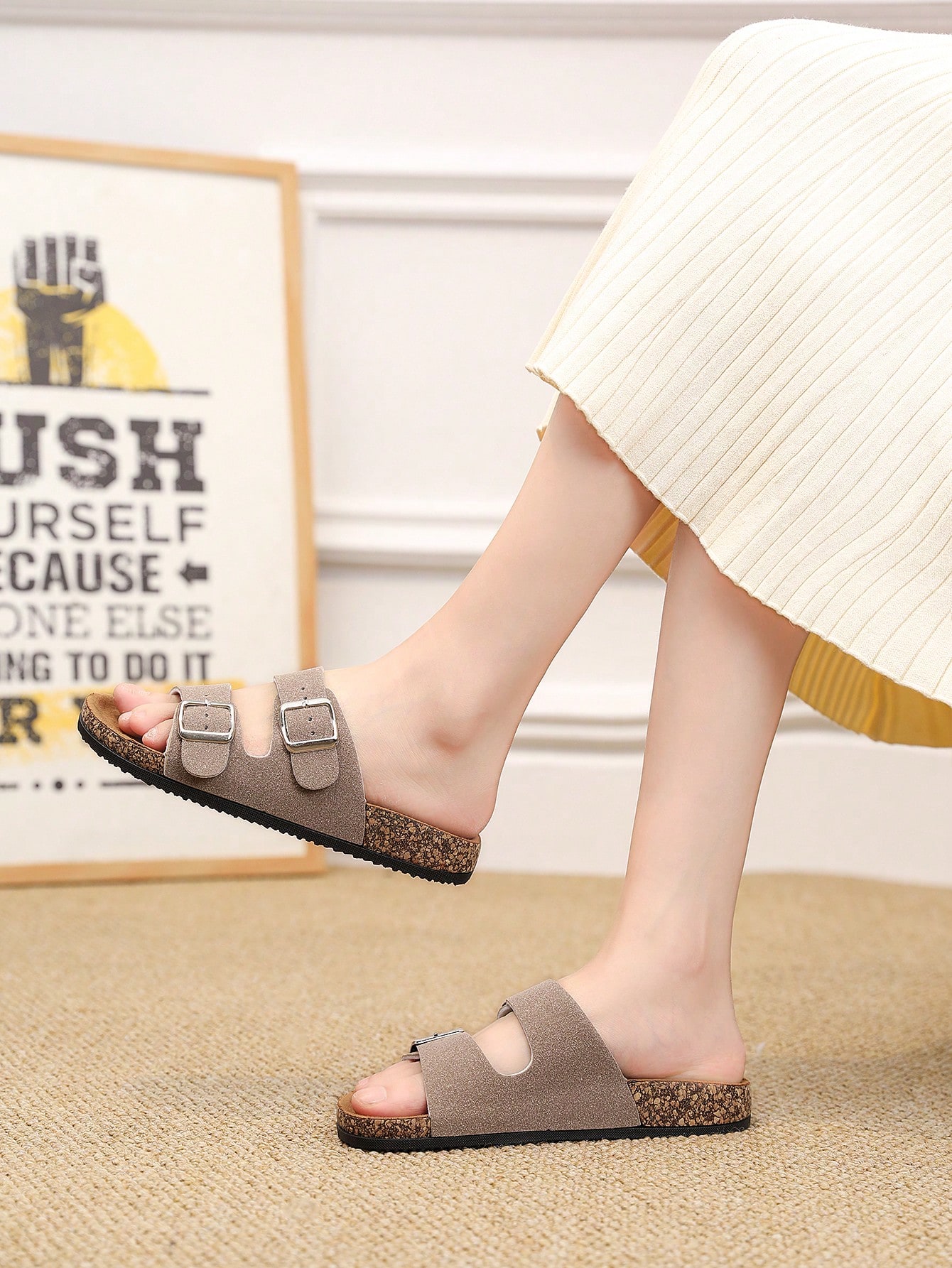 In Khaki Women Slides