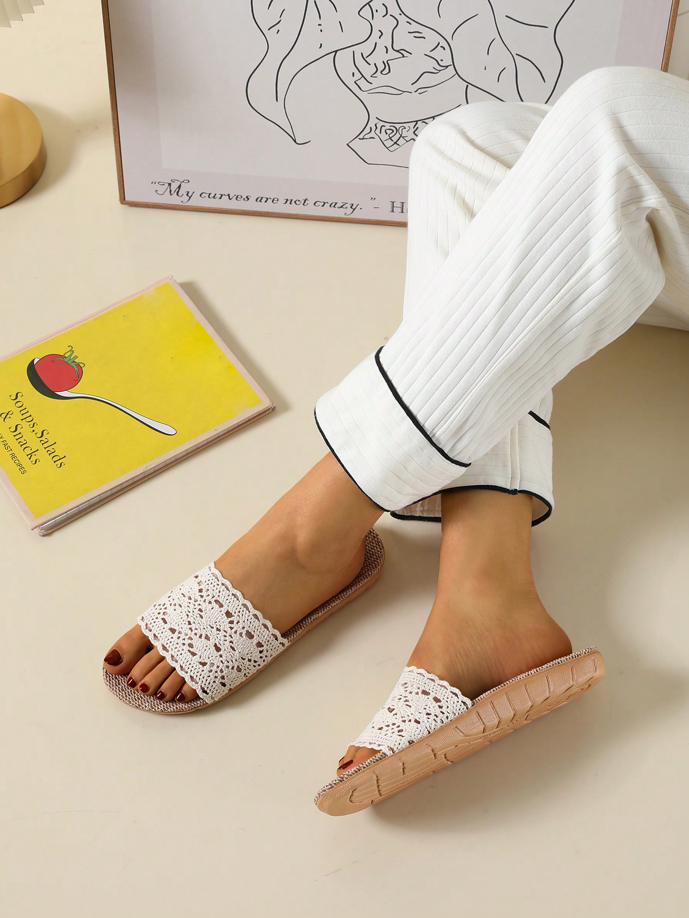 In Beige Women Home Slippers