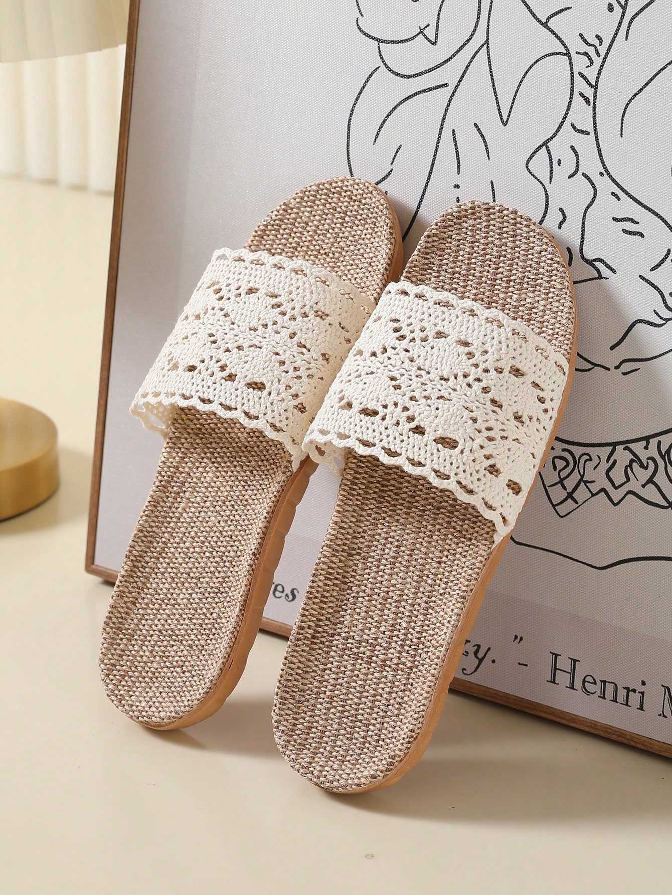 In Beige Women Home Slippers