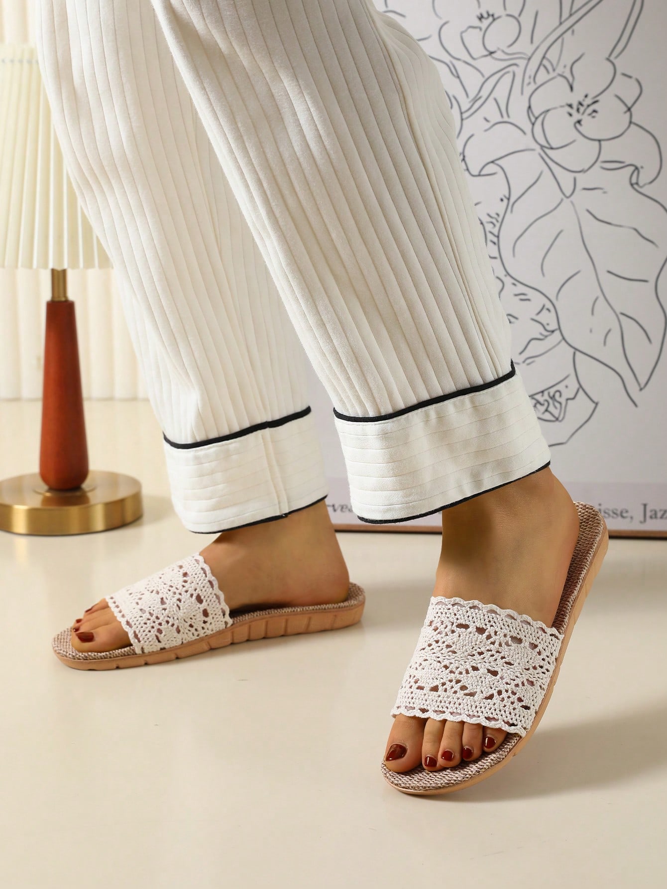 In Beige Women Home Slippers