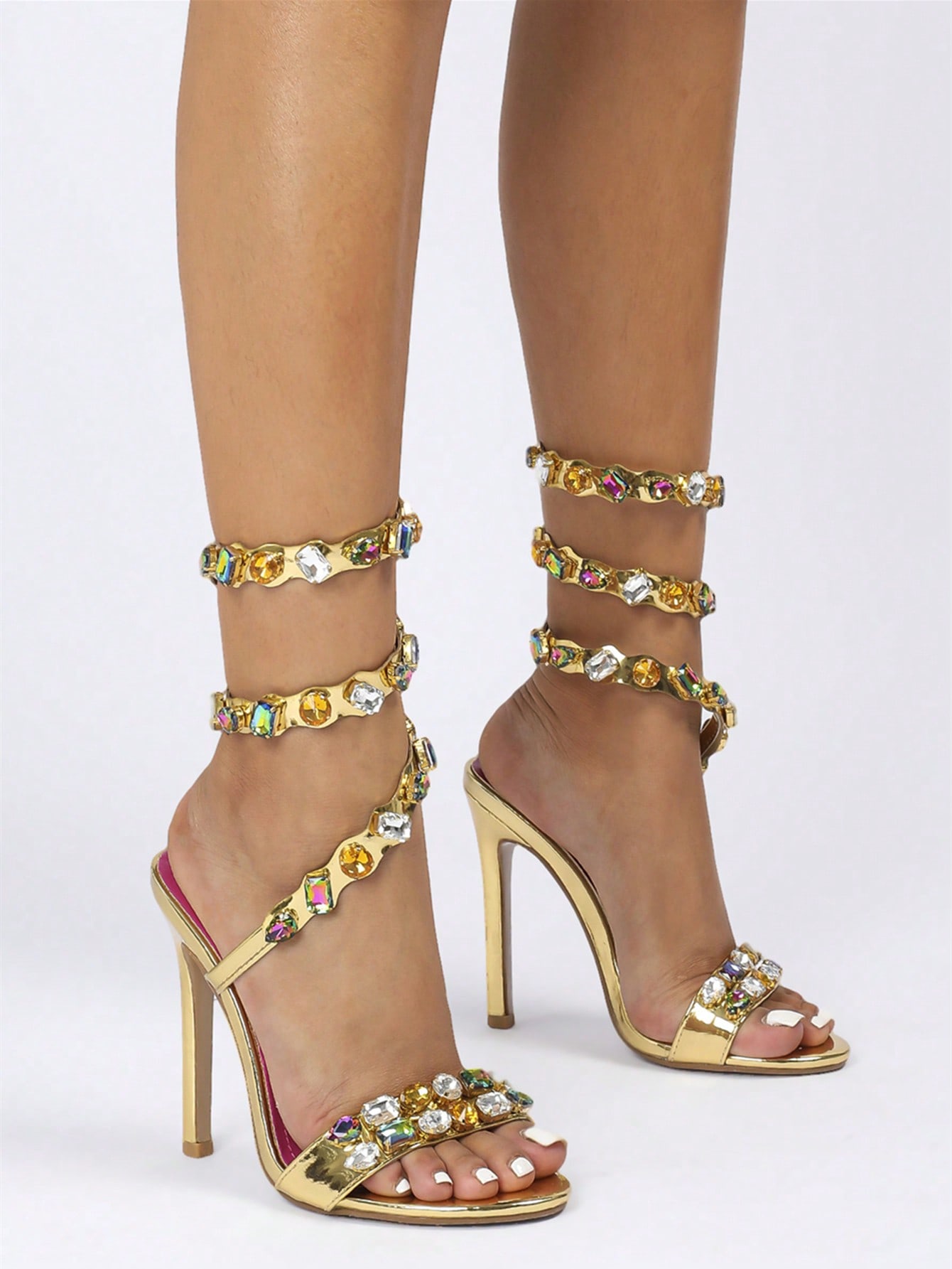 In Gold Women Heeled Sandals