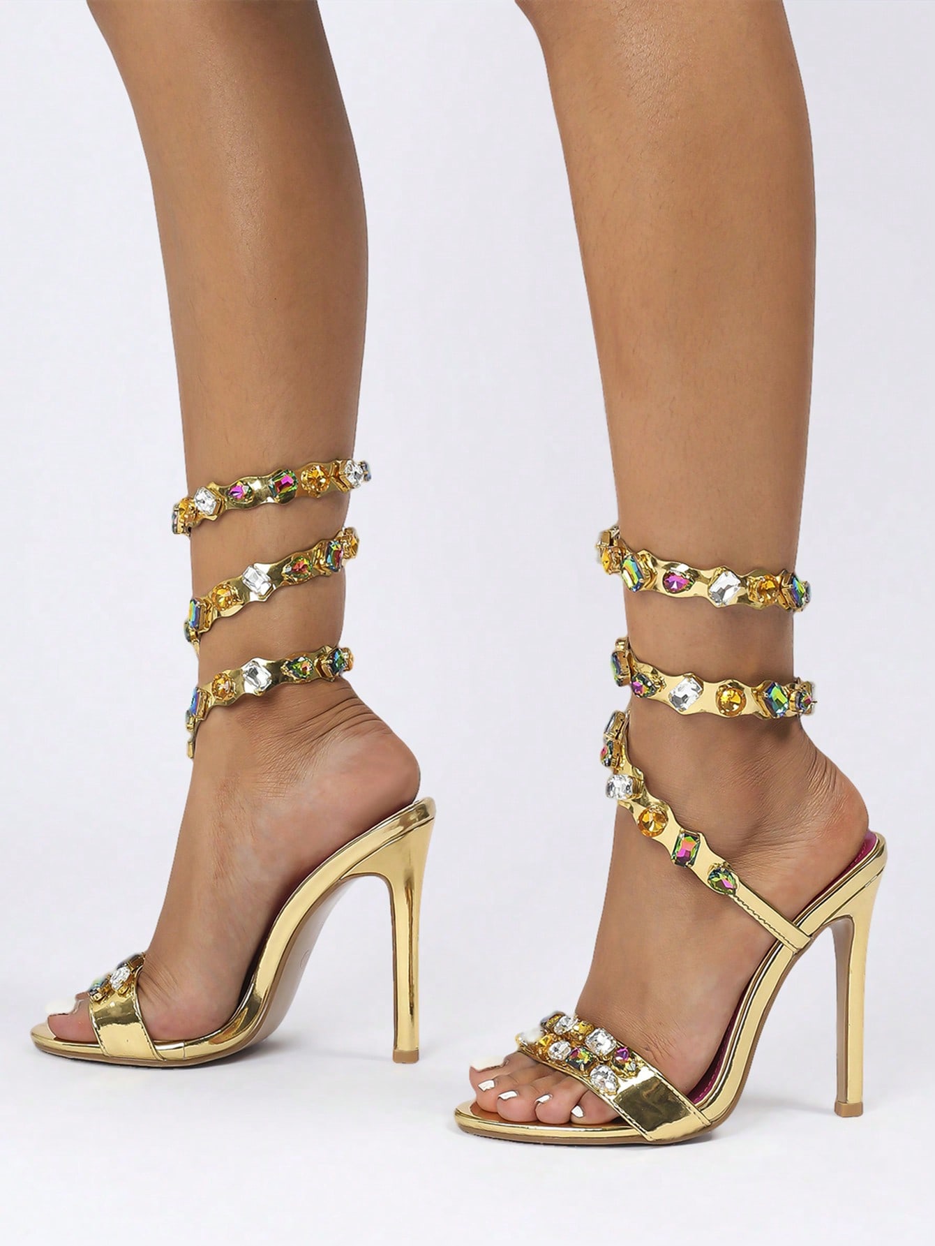 In Gold Women Heeled Sandals