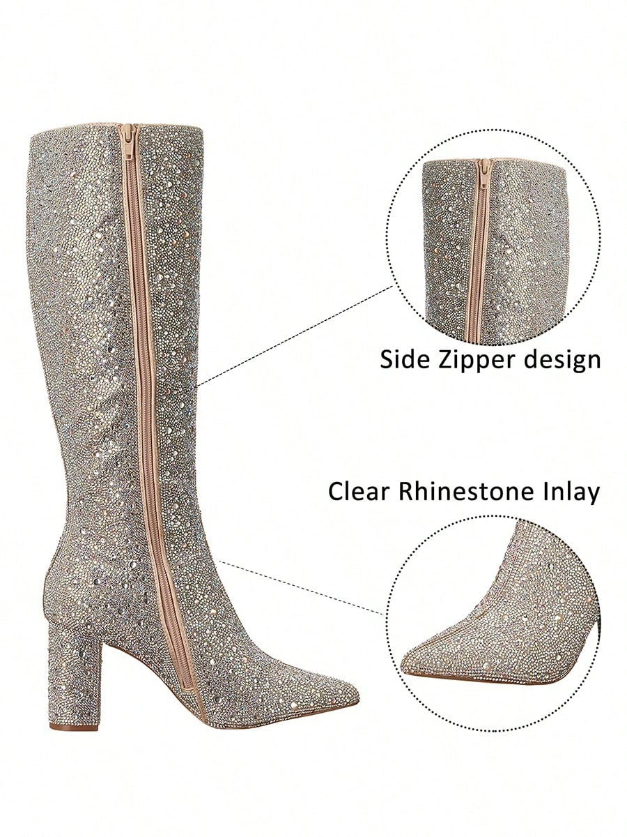 In Silver Women Knee-High Boots