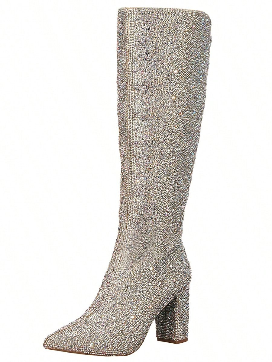 In Silver Women Knee-High Boots