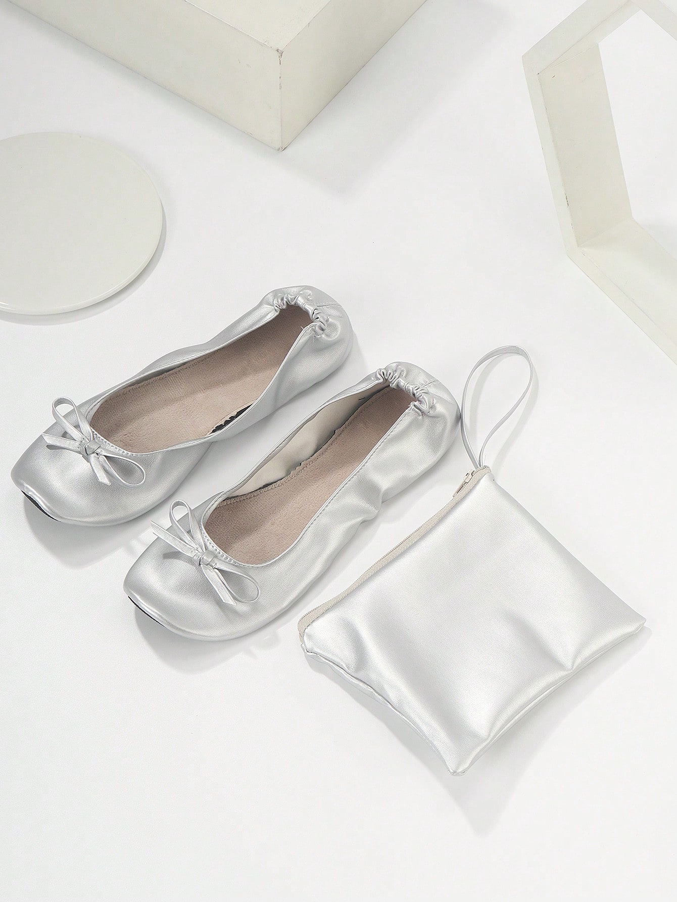 In Silver Women Flats