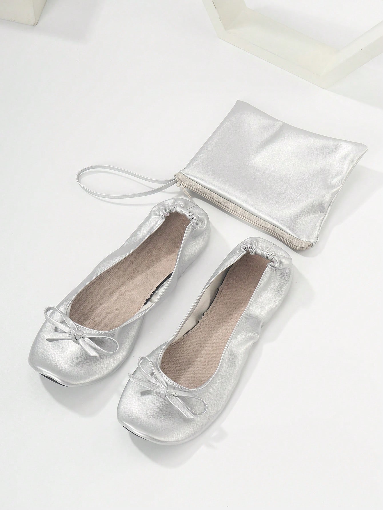 In Silver Women Flats